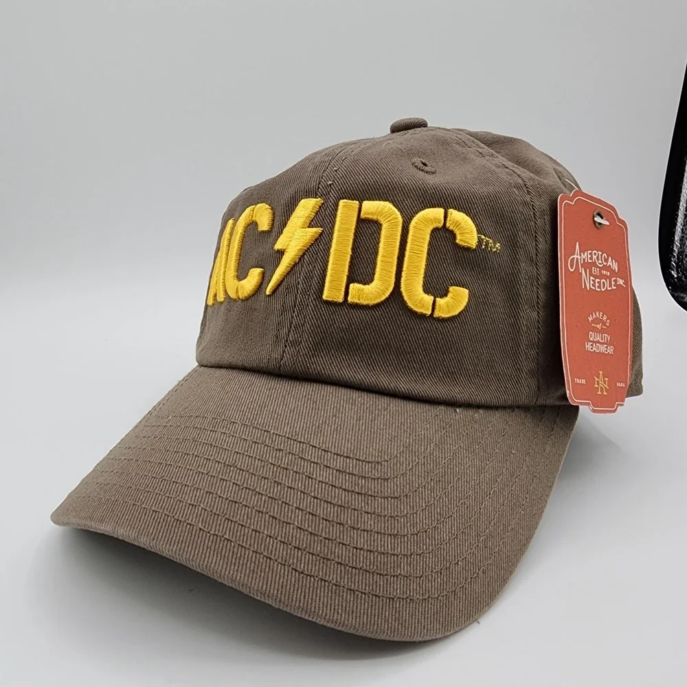 AC/DC American Needle‎ Ballpark Adjustable Hat Brown Embroidered Raised Logo NEW